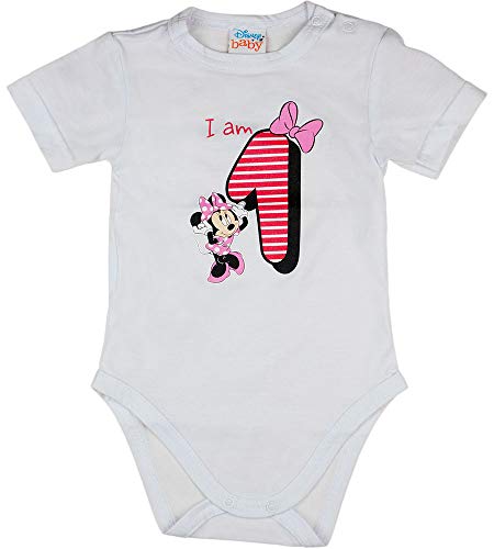 Body de cumpleaños para bebé, primera cumpleaños, camiseta para niña, disfraz de Minnie Mouse, 1 año, talla 80, 86, algodón, Disney, blanco, rosa, manga corta, diseño dulce Modelo 2 86 cm