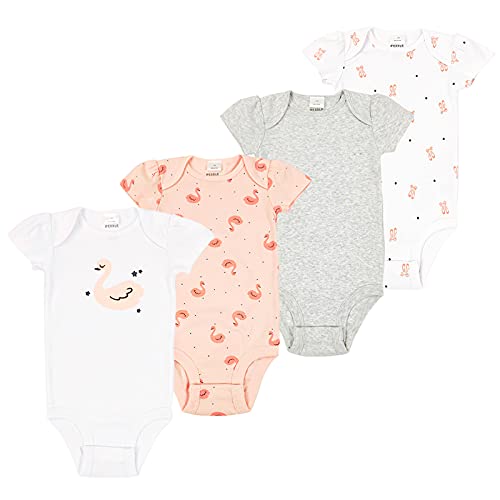 Body para Bebé Niños Manga Corta Pijama Pack de 4 , Algodón Monos Ropa de Recién Nacido Trajes Regalos 0-3 meses