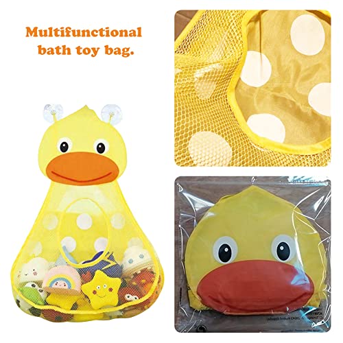 Bolsa De Almacenamiento De Juguetes De Baño, Malla De Almacenamiento De Gran CapacidadBaño Juguetes Secado Rápido, Con 2 Ventosas Fuertes Baño Bolsa De Malla De Almacenamiento(Rana, Pato Amarillo)