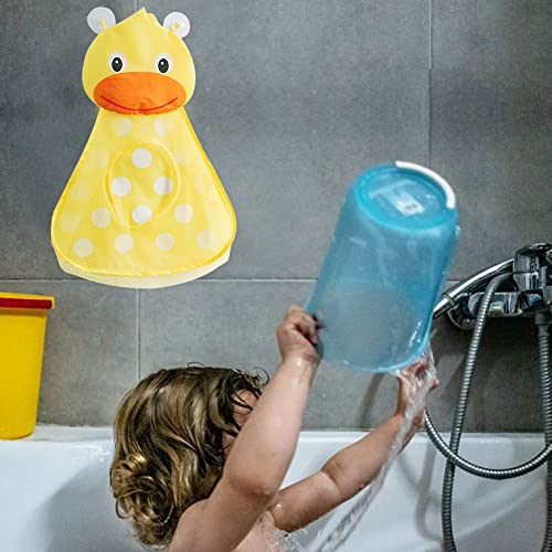 Bolsa De Almacenamiento De Juguetes De Baño, Malla De Almacenamiento De Gran CapacidadBaño Juguetes Secado Rápido, Con 2 Ventosas Fuertes Baño Bolsa De Malla De Almacenamiento(Rana, Pato Amarillo)