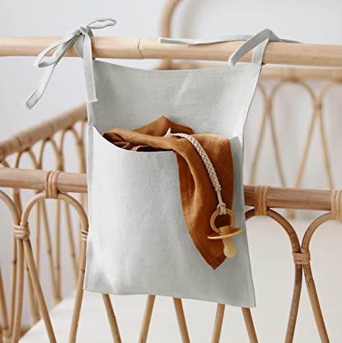 Bolsa de almacenamiento para cuna, cama, cama, bolsillo para colgar, habitación de bebé, cuna, organizador para ropa, pañales, baberos, juguetes molares (gris)