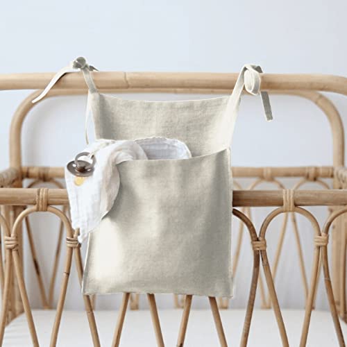 Bolsa de almacenamiento para cuna, cama, cama, bolsillo para colgar, habitación de bebé, cuna, organizador para ropa, pañales, baberos, juguetes molares (gris)