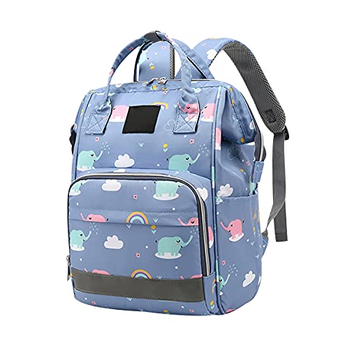 Bolsa De Pañales Mamá Mochila Plegable Para Pañales Bolsa Viaje Para Mujer Mochila Cambiador Para Bebé Saco De Dormir Momia Bolsa De Cuidado Papá Bolsa Pañales Papa Mama Nuevo Elefante Azul M