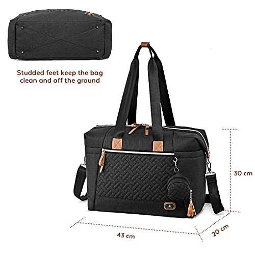 Bolso cambiador para bebé, bolsos de pañales tamaño grande Dikaslon para mamá y papá, bolso de mano elegante para viaje con porta chupete y cambiador（negro）