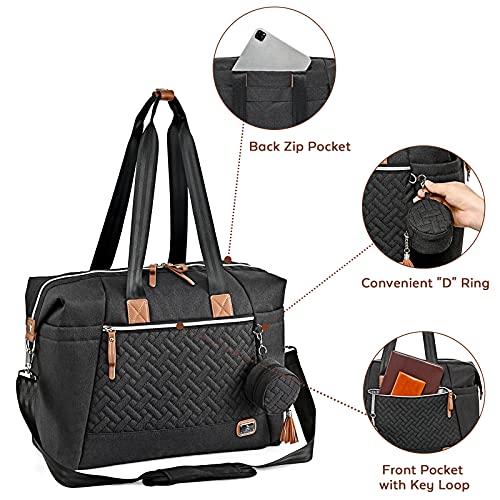 Bolso cambiador para bebé, bolsos de pañales tamaño grande Dikaslon para mamá y papá, bolso de mano elegante para viaje con porta chupete y cambiador（negro）