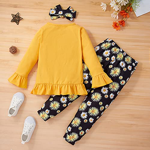 Borlai Conjuntos a juego para bebé niña Big Little Sister Floral Romper Camisa Top Daisy Pantalones estampados Diadema Conjunto de ropa (5-6 años, Hermanas grandes)