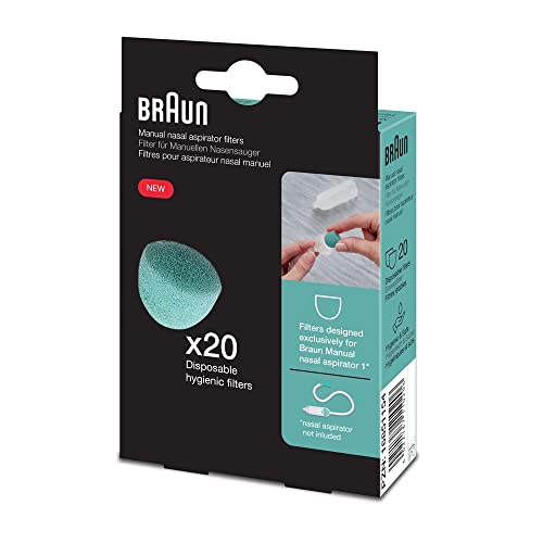 Braun Filtros para aspirador nasal manual 1 (alivio de la congestión, bebé, recién nacido, a partir de 0 meses, filtros grandes y resistentes, higiénicos, un solo uso, desechables, sin BPA) BNA050EU