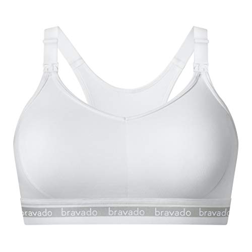 BRAVADO! DESIGNS Women’s Original Maternity & Nursing Sleep Bra, White, L-Full Cup Sujetador, Mujer