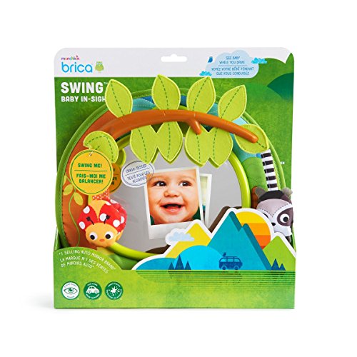 Brica by Munchkin Espejo de coche Baby In-Sight Swing, los animales se columpian para un viaje divertido