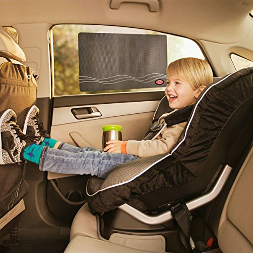 Brica by Munchkin Parasol de Coche, máxima protección UVA y UVB, fijación estática, extraíbles y reutilizables y con sistema de alerta de calor, 2 uds