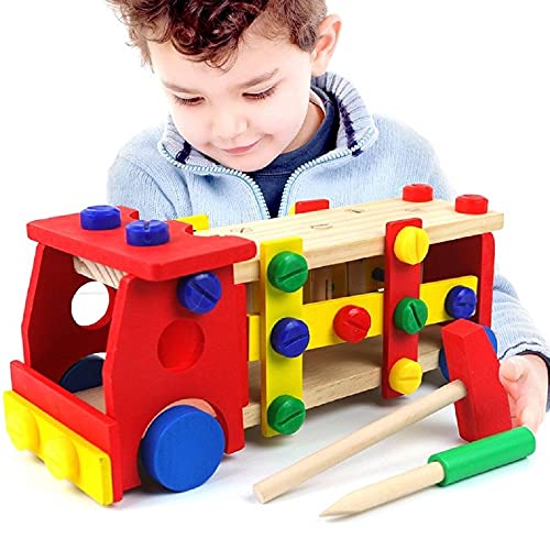 Bricolaje Construcciones Juguete | Montessori Juguetes de Educativos Stem | Regalo de Cumpleaños Navidad del Día del Niño | Vehículo de ingeniería Juguetes de Madera Niños 3 4 5 6 7 Años