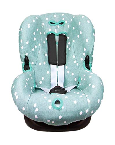 BriljantBaby SPOTS ** Funda Universal para Silla de Coche Grupo 1+ ** p.e. Maxi Cosi, Römer, Britax, Concord, Chicco et altri (Stone Green)