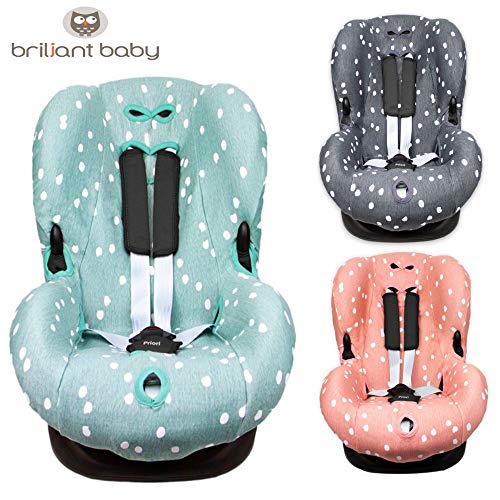 BriljantBaby SPOTS ** Funda Universal para Silla de Coche Grupo 1+ ** p.e. Maxi Cosi, Römer, Britax, Concord, Chicco et altri (Stone Green)