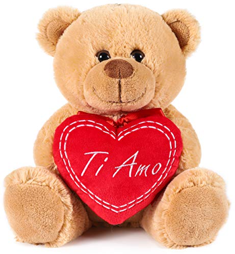 BRUBAKER Oso / Osito de Peluche con 'Ti Amo' de corazón - 25 cm - Marrón