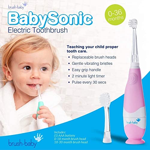 Brush-BabyCepillo de dientes eléctrico Brush-Baby BabySonic para 0-36 meses (Rosado)