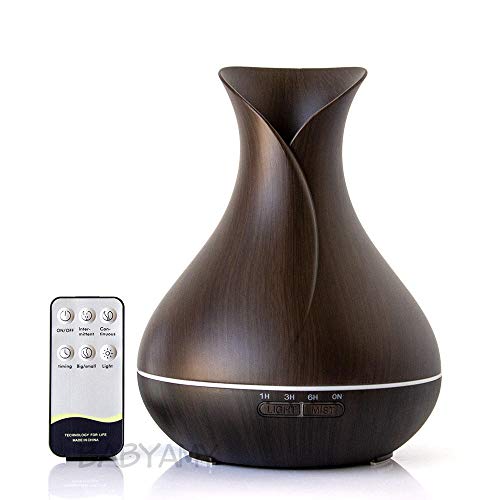 Bryights Humidificador Humidificador Ultrasónico De Aire De 400 Ml Difusor De Aceite Esencial De Aroma Silencioso con Grano De Madera 7 Luces Cambiantes De Color Dormitorio-Si_UE