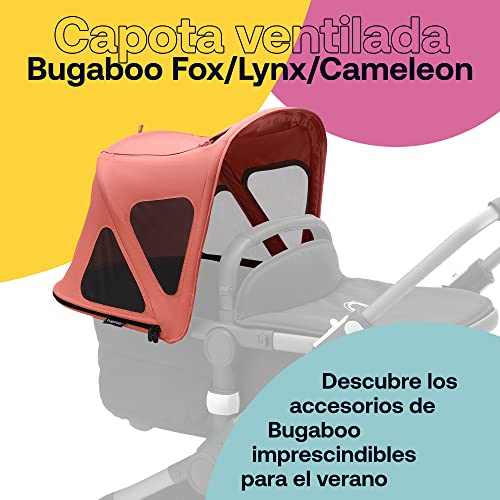 Bugaboo Capota ventilada Fox y Cameleon, extensible para una protección adicional y una protección solar óptima, repelente al agua, Sunrise Red