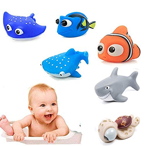 Buscando a Dory Nemo juguetes de baño para bebés y niños pequeños, ducha y natación, 6 unidades