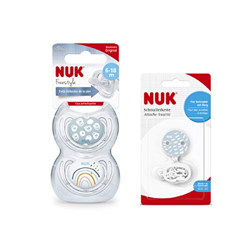 ¡CADENITA DE REGALO! | Pack 2 chupetes Genius Colour Play | Nube Azul | 6-18 meses