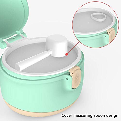 Caja de Leche en Polvo,Dispensador de Fórmula,Caja de Leche en Polvo Portátil,Caja de Almacenamiento de Bocadillos al Aire Libre,Con Raspador y Cuchara,Verde