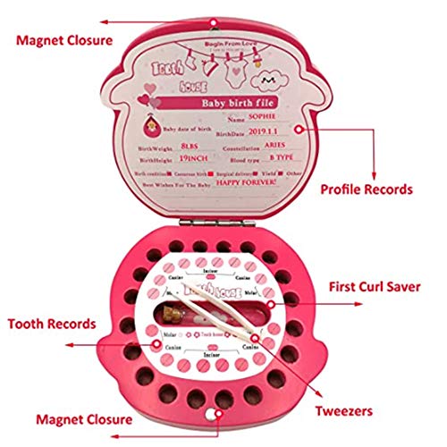 Caja Para Dientes,Caja Para Dientes de Leche Personalizada,Caja Para Guardar Dientes Para Niños y Niñas,Caja de Madera Para Guardar Dientes (Rosado)