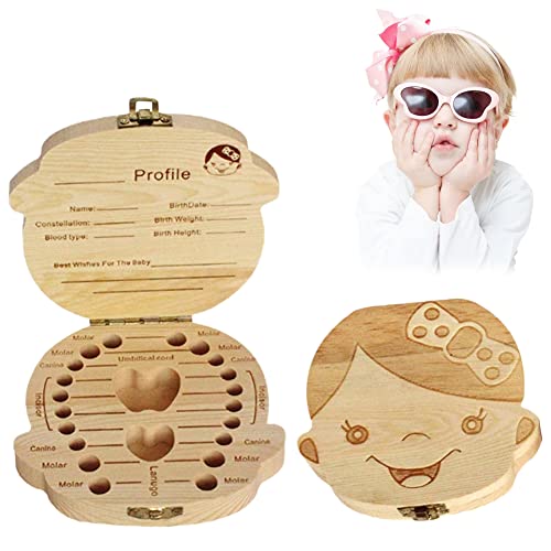 Cajas para Dientes de Bebé ,1 Paquete bebé dientes caja,Caja Para Dientes de Leche Personalizada, caja de almacenamiento de dientes de madera,para niños en de souvenir,Niña