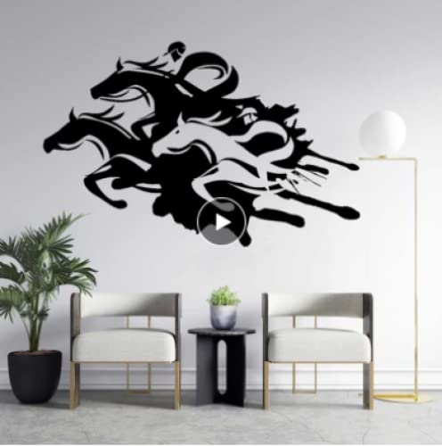 Calcomanías de vinilo para pared, equitación, carreras de caballos, deportes ecuestres, pegatinas de pared, habitación de niños, hipódromo estable, decoración de remolque de caballos, regalo 65x42cm