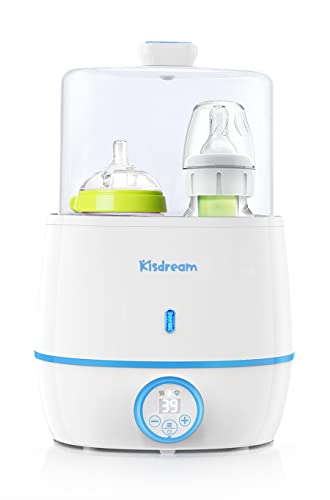 Calienta Biberones Kisdream 6 en 1, Esterilizador Biberones, Calentador de Alimentos para bebés, Pantalla LCD, Control Preciso de Temperatura, Modo Constante, Apto Todos Los Biberones