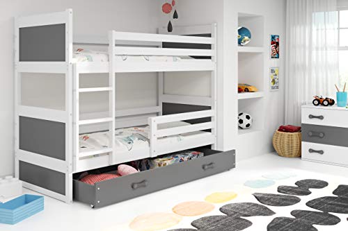 Cama litera infantil, RICO, blanco, 160x80, somieres y colchones de espuma GRATIS, nuevo diseño!