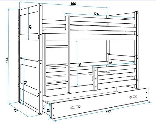 Cama litera infantil, RICO, blanco, 160x80, somieres y colchones de espuma GRATIS, nuevo diseño!