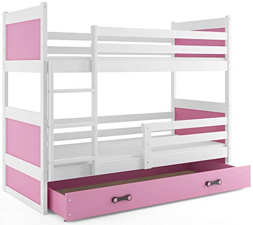 Cama litera infantil, RICO, blanco, 160x80, somieres y colchones de espuma GRATIS, nuevo diseño!