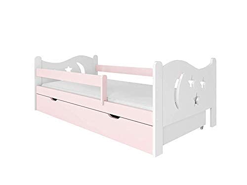 Cama niño Infantil con colchón NeedSleep® | 140x70 140x80 160x80 180x80 | Montessori 2 años | Cama con cajones | Cama Bebe cabeceros Infantiles | Barrera Cama | niña niño (80x160, Rosa)