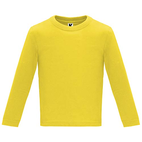 Camiseta de Colores con Manga Larga para Bebés - Prenda de algodón 100%, cómoda, Suave, cálida y Tacto Agradable (Amarillo, 18M)