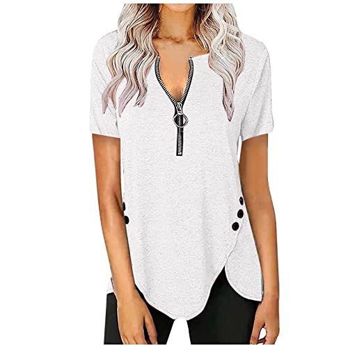 Camiseta para Mujer Extragrande - Suave Transpirable Verano Casual Basica Camiseta Informal CóModa Camiseta Blanca Mujer Camisetas Florales Manga Corta para Primavera