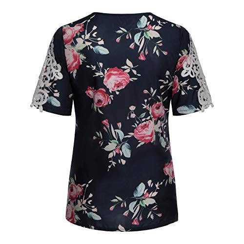 Camisetas Playa Mujer - Cuello Redondo Elegante Original Informal CóModa Reductoras Adelgazantes Camisetas Florales Verano tee Tops Deportivos