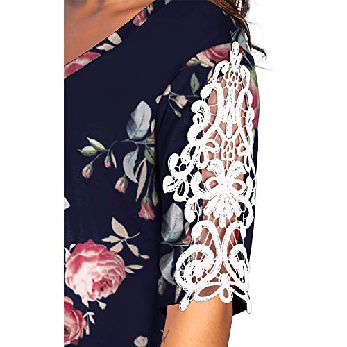 Camisetas Playa Mujer - Cuello Redondo Elegante Original Informal CóModa Reductoras Adelgazantes Camisetas Florales Verano tee Tops Deportivos