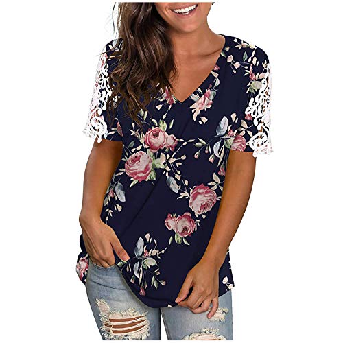 Camisetas Playa Mujer - Cuello Redondo Elegante Original Informal CóModa Reductoras Adelgazantes Camisetas Florales Verano tee Tops Deportivos