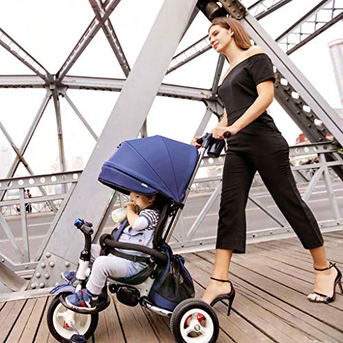 Carrito de bebe Pedal de triciclo for niños Bicicleta plegable Bidireccional Asiento del asiento Asiento ajustable Respaldo plegable Fácil Cochecito/Silla Paseo (Color : Green)