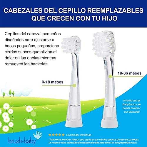 Cepillo de dientes eléctrico para bebés y niños pequeños de 0 a 3 años. Temporizador inteligente LED y suave vibración para una experiencia de limpieza divertida (azul)