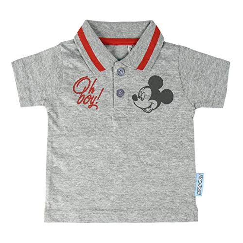 Cerdá Conjunto Bebe Niño Verano de Mickey Mouse Disney - 9 Meses - Polo + Pantalon de Algodon Juego Cortos, Gris, Unisex bebé