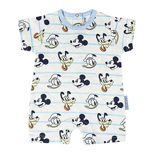 CERDÁ LIFE'S LITTLE MOMENTS Pelele Niño de Disney-Mickey Mouse, Donald y Pluto Juego de Pijama, Blanco, 9 Meses para Bebés