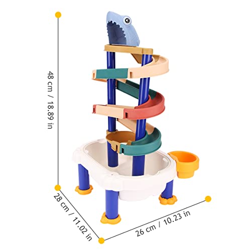 CestMall Juguete de baño para niños pequeños, 2 en 1, juguetes de ducha de juego de pista de baño con mesa, pistas y muñecas de animales, juguetes de baño para niños, niños y niñas de 3 años