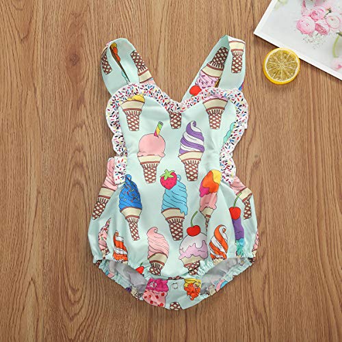 chaochao Mameluco para Bebé Recién Nacido de Verano Mono para Niña Volantes Bodys de Helados para Verano y Fiesta (Helado, 3-6M)