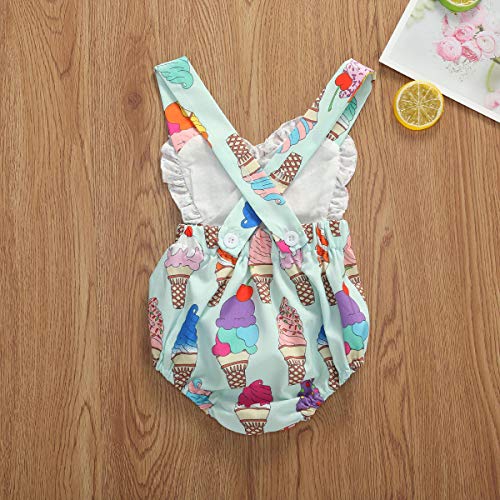 chaochao Mameluco para Bebé Recién Nacido de Verano Mono para Niña Volantes Bodys de Helados para Verano y Fiesta (Helado, 3-6M)