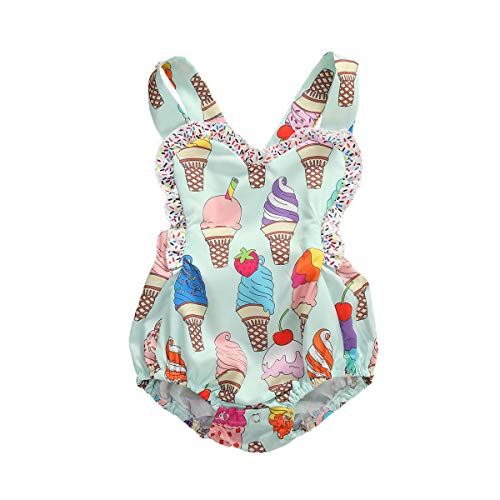 chaochao Mameluco para Bebé Recién Nacido de Verano Mono para Niña Volantes Bodys de Helados para Verano y Fiesta (Helado, 3-6M)