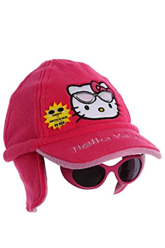 Chapka gorra polar y gafas niño Niña Hello Kitty rosa de 3 a 9 años rosa rosa oscuro Talla:52 (3-6 ans)