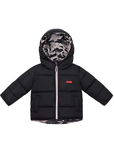 Chaqueta de piel cálida para niño o bebé, con capucha, chaqueta de manga larga y cálida, Le Noir, 28 W/32 L