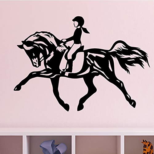 Chica caballo calcomanía de pared dormitorio decoración de la pared etiqueta de la pared etiqueta autoadhesiva papel tapiz etiqueta de la pared A7 58x91 cm