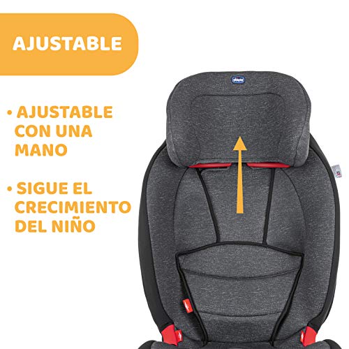 Chicco 07079583500000 - Chicco Gro-Up 123 - Silla de coche reclinable para bebés de 9-36 kg, grupo 1/2/3 para niños de 9 meses a 12 años, color gris (Ombra), unisex