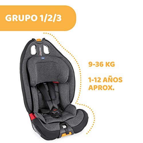 Chicco 07079583500000 - Chicco Gro-Up 123 - Silla de coche reclinable para bebés de 9-36 kg, grupo 1/2/3 para niños de 9 meses a 12 años, color gris (Ombra), unisex